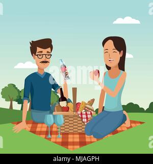 Picnic in the park cartoons Stock Vector