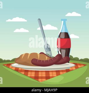 Picnic in the park cartoons Stock Vector