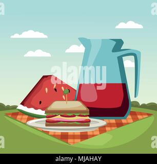 Picnic in the park cartoons Stock Vector