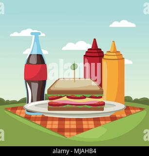 Picnic in the park cartoons Stock Vector