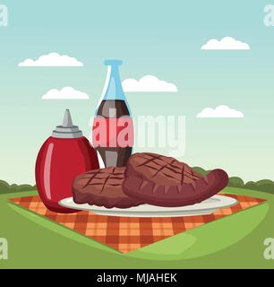 Picnic in the park cartoons Stock Vector