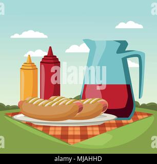 Picnic in the park cartoons Stock Vector