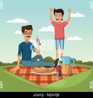 Picnic in the park cartoons Stock Vector