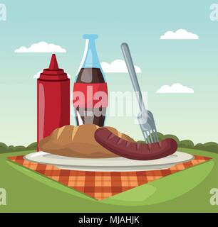 Picnic in the park cartoons Stock Vector