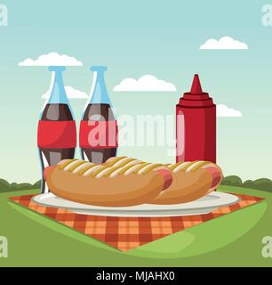 Picnic in the park cartoons Stock Vector