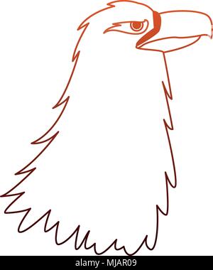 Eagle head cartoon on red and orange lines Stock Vector