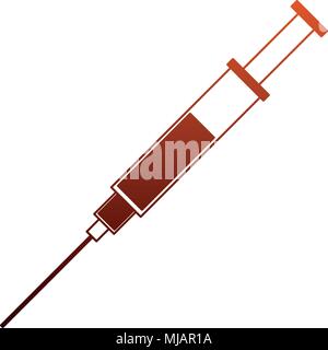 Medical syringe symbol on red and orange lines Stock Vector