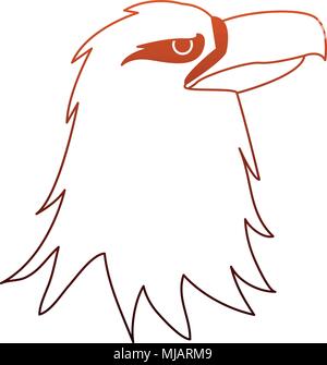 Eagle head cartoon on red and orange lines Stock Vector