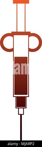 Medical syringe symbol on red and orange lines Stock Vector