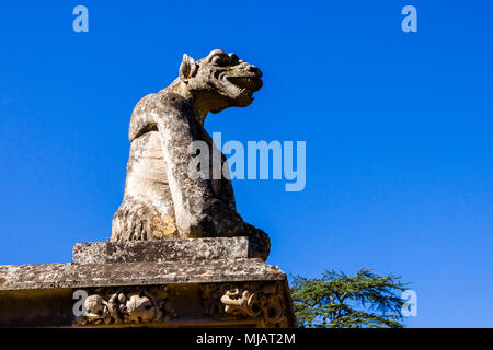 A gargoyle in the garden of the Chateau des Milanese, Castelnaud-la Chapelle, France Stock Photo