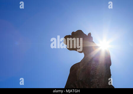 A gargoyle in the garden of the Chateau des Milanese, Castelnaud-la Chapelle, France Stock Photo