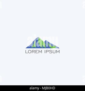 Mountain logo design, simple logo with blue green color, vector icons. Stock Vector