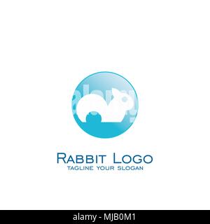 Rabbit logo design, simple rabbit icons, circle concept template. Stock Vector