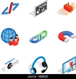 Multipurpose device icons set. Isometric set of 9 multipurpose device vector icons for web isolated on white background Stock Vector
