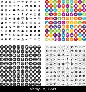 100 family icons set vector in 4 variant for any web design isolated on white Stock Vector