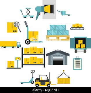 Flat logistic icons set. Universal logistic icons to use for web and mobile UI, set of basic logistic elements isolated vector illustration Stock Vector