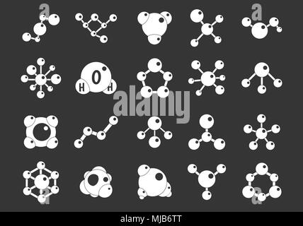 Molecule icon set vector white isolated on grey background Stock Vector