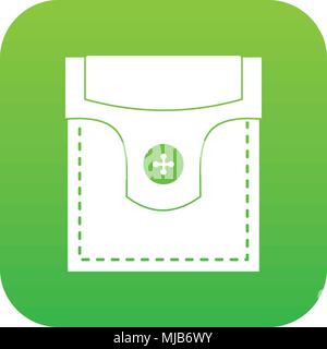 Valve pocket with button icon digital green for any design isolated on white vector illustration Stock Vector