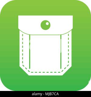 Pocket with valve and button icon digital green for any design isolated on white vector illustration Stock Vector