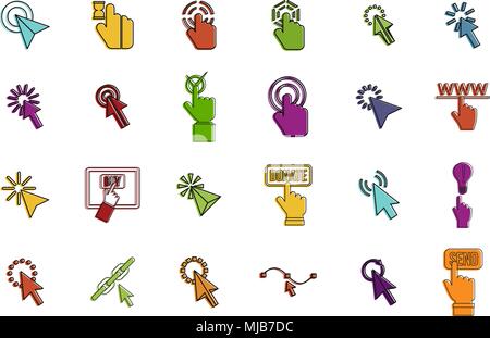 Cursors icon set. Color outline set of cursors vector icons for web design isolated on white background Stock Vector