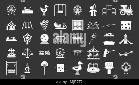 Kid amusement icon set vector white isolated on grey background Stock Vector