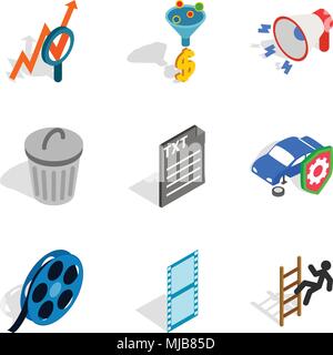 Businesslike approach icons set, isometric style Stock Vector