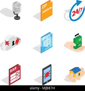 Network business icons set, isometric style Stock Vector