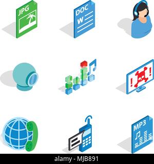 Technical novelty icons set, isometric style Stock Vector