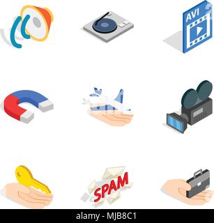 General internet icons set, isometric style Stock Vector
