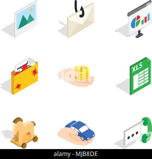 Worldwide web icons set, isometric style Stock Vector