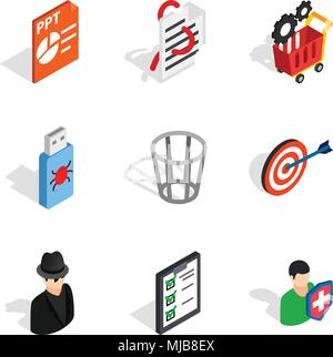 Web designing icons set, isometric style Stock Vector