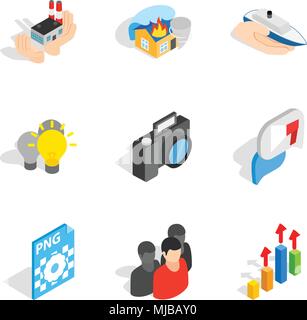 Business approach icons set, isometric style Stock Vector