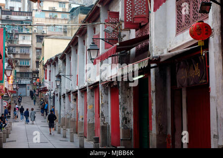 The Street of Happiness, Rua da Felicidade, Macau’s main red-light district, Macau Stock Photo