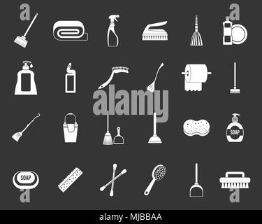 Cleaning tools icon set grey vector Stock Vector