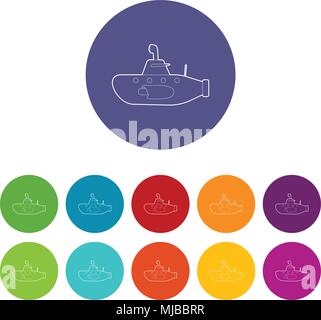 Submarine icons set vector color Stock Vector