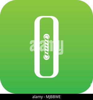 Sewn rectangular button icon digital green Stock Vector