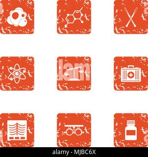 Bioadditive icons set, grunge style Stock Vector