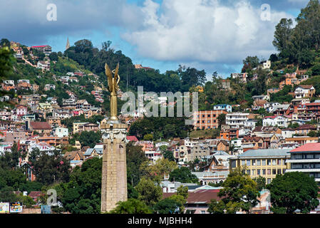 Black Angel memorial in honour to soldiers who died during the first world war, Lake Anosy, Antananarivo, Madagascar Stock Photo