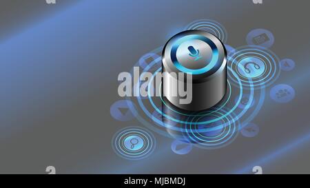 Smart speaker on the table. Smart column with voice control executes the voice command and controls the Internet of things Stock Vector