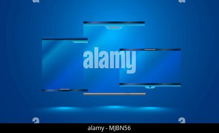 Empty pop-up windows of glass and steel. Technological interface element of site. Beautiful gradient on the glass. VECTOR Stock Vector