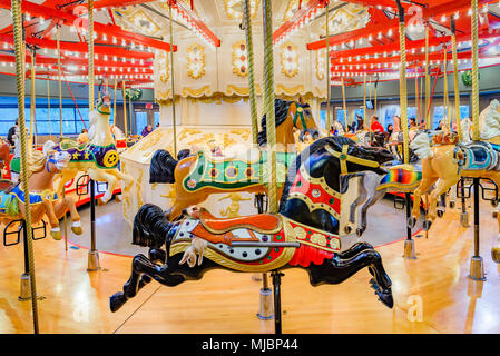 The Parker Carousel, Burnaby Village Museum, Burnaby, British Columbia, Canada Stock Photo