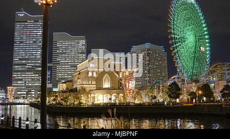 Yokohama financial district at night Stock Photo