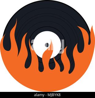 Flame vinyl icon. Flat color design. Vector illustration. Stock Vector