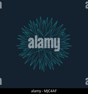 Abstract 3d Illuminated distorted Mesh Sphere . Neon Sign . Futuristic Technology HUD Element . Elegant  Destroyed  . Big data visualization . Stock Vector