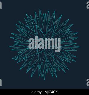 Abstract 3d Illuminated distorted Mesh Sphere . Neon Sign . Futuristic Technology HUD Element . Elegant  Destroyed  . Big data visualization . Stock Vector