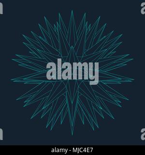 Abstract 3d Illuminated distorted Mesh Sphere . Neon Sign . Futuristic Technology HUD Element . Elegant  Destroyed  . Big data visualization . Stock Vector