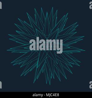 Abstract 3d Illuminated distorted Mesh Sphere . Neon Sign . Futuristic Technology HUD Element . Elegant  Destroyed  . Big data visualization . Stock Vector
