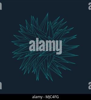 Abstract 3d Illuminated distorted Mesh Sphere . Neon Sign . Futuristic Technology HUD Element . Elegant  Destroyed  . Big data visualization . Stock Vector