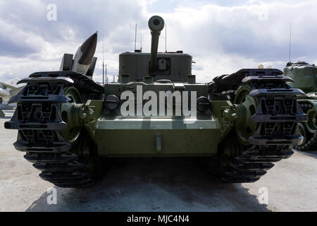 Verkhnyaya Pyshma, Russia - March 01, 2018: British flame-thrower tank Mk IV Churchill Crocodile in the museum of military equipment Stock Photo