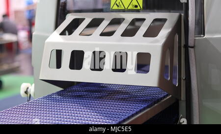 Empty conveyor belt for food machinery ; close up Stock Photo